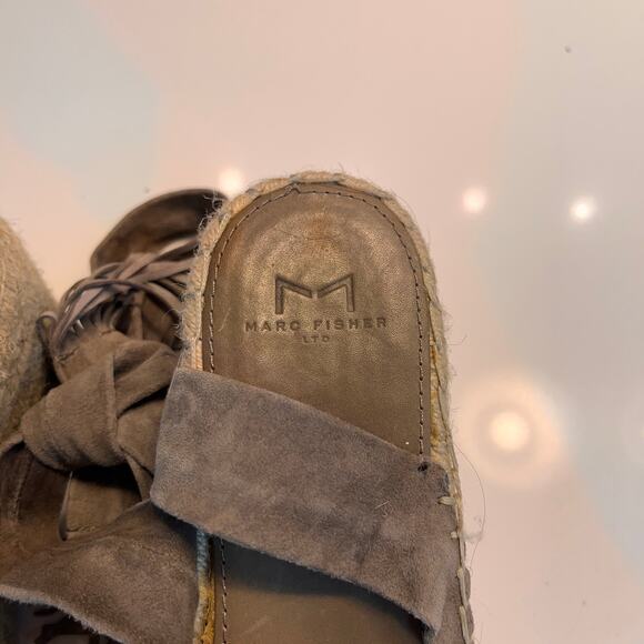 Marc Fisher Rebecca Leather Platform Espadrille Sandals Brown Size 8.5 - Picture 3 of 8